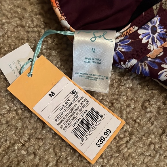 Kona Sol Floral Crochet One Piece swimsuit Spring break - Picture 5 of 7